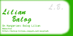 lilian balog business card